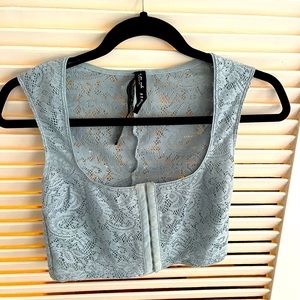 Urban outfitters out from under crop lace light blue top size medium